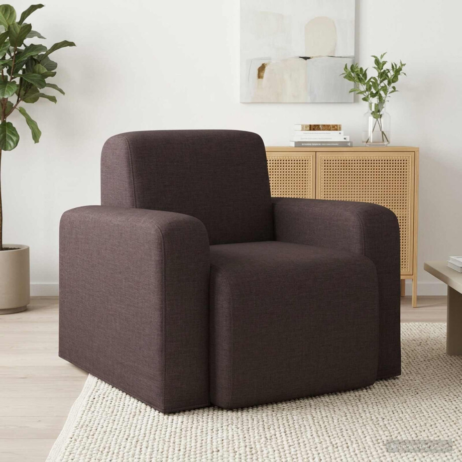 vidaXL Fauteuil Donkerbruin Stof afbeelding 1
