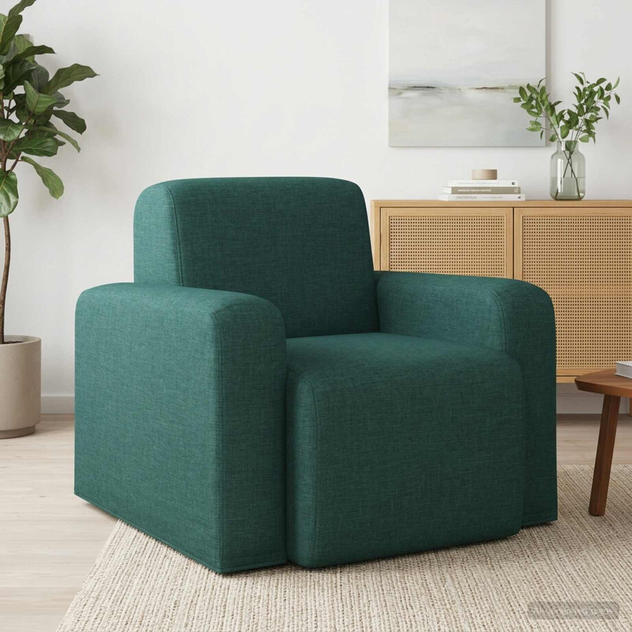 vidaXL Fauteuil Donkergroen Stof vidaXL Fauteuil Donkergroen Stof afbeelding 1