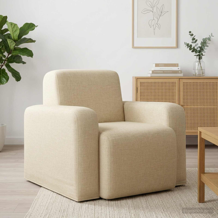 vidaXL Fauteuil Crèmekleurig Stof afbeelding 1