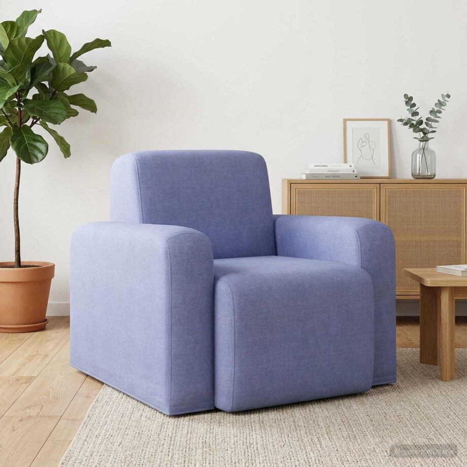 vidaXL Fauteuil Jeans Blauw Stof vidaXL Fauteuil Jeans Blauw Stof afbeelding 1