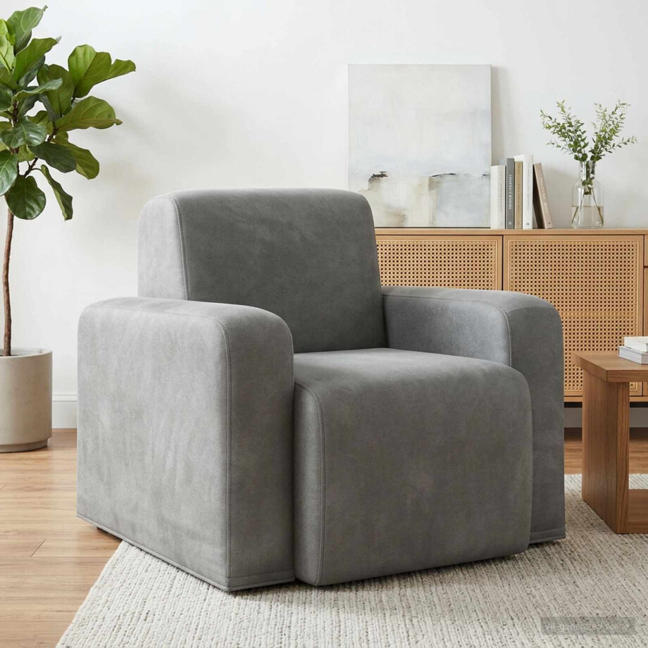 vidaXL Fauteuil Lichtgrijs fluweel afbeelding 1