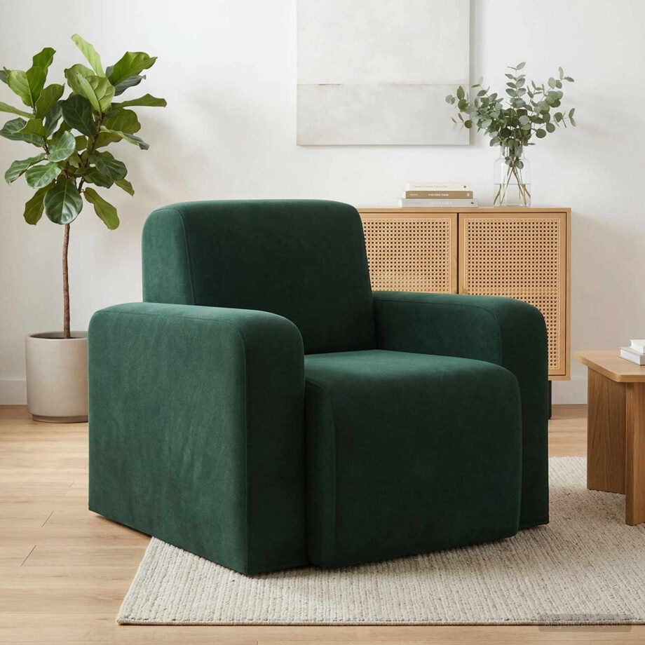 vidaXL Fauteuil Donkergroen fluweel vidaXL Fauteuil Donkergroen fluweel afbeelding 1