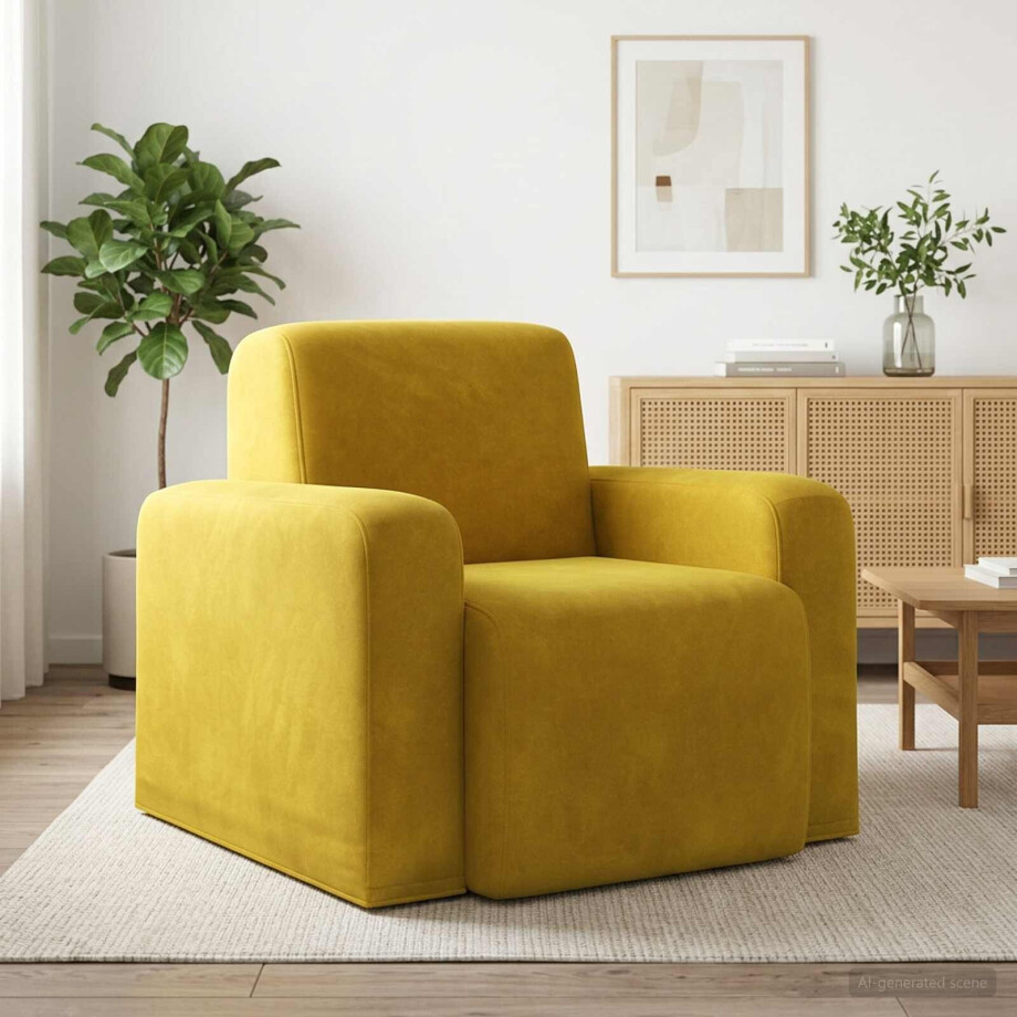 vidaXL Fauteuil Geel fluweel afbeelding 1