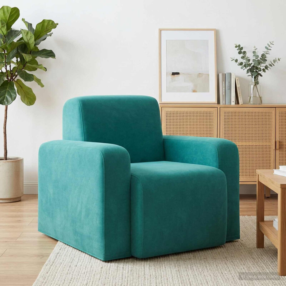 vidaXL Fauteuil Turquoise fluweel afbeelding 1