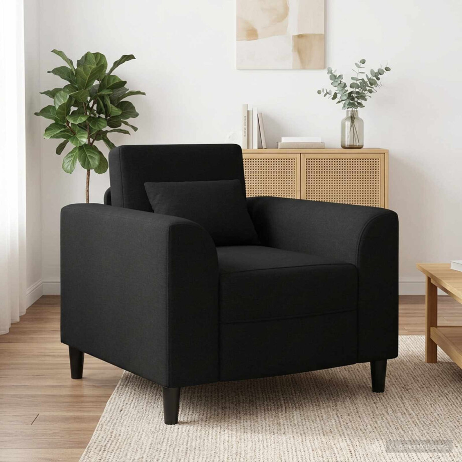 vidaXL Fauteuil Zwart Stof vidaXL Fauteuil Zwart Stof afbeelding 1