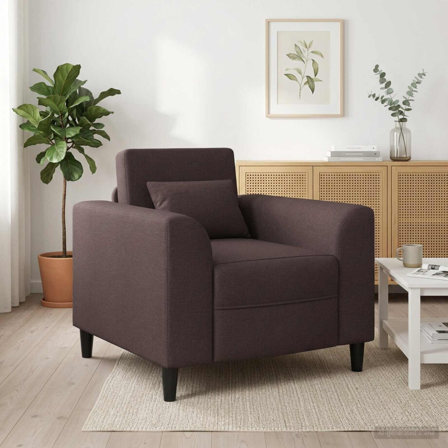 vidaXL Fauteuil Donkerbruin Stof afbeelding 1