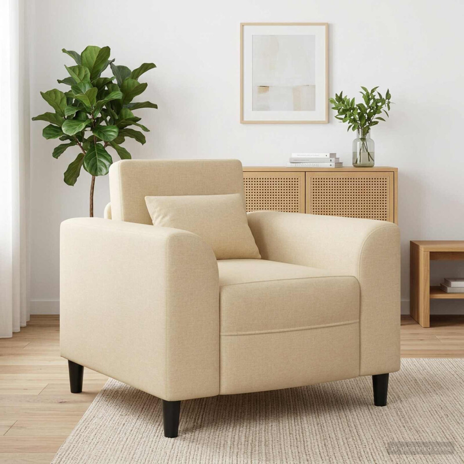 vidaXL Fauteuil Crèmekleurig Stof afbeelding 1