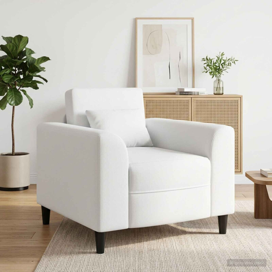 vidaXL Fauteuil Wit Stof vidaXL Fauteuil Wit Stof afbeelding 1