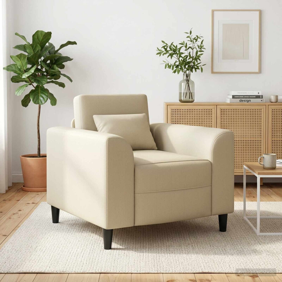 vidaXL Fauteuil Crèmekleurig Kunstleer afbeelding 1