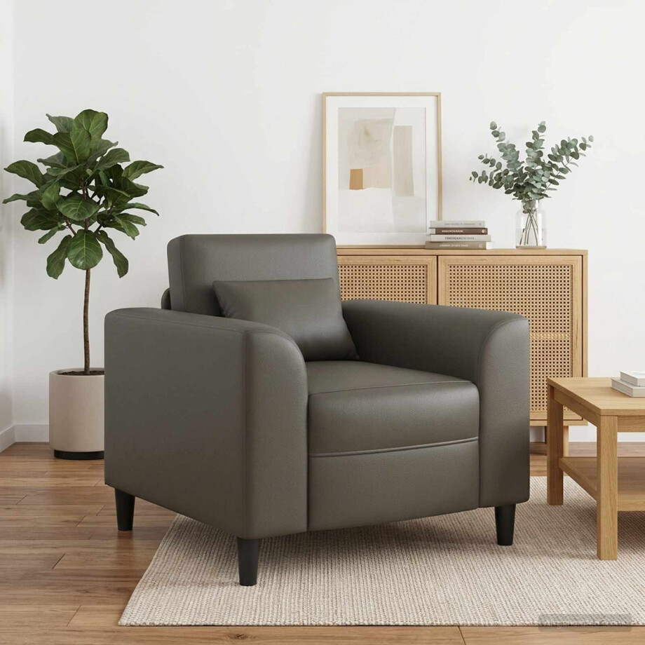 vidaXL Fauteuil Grijs Kunstleer afbeelding 1