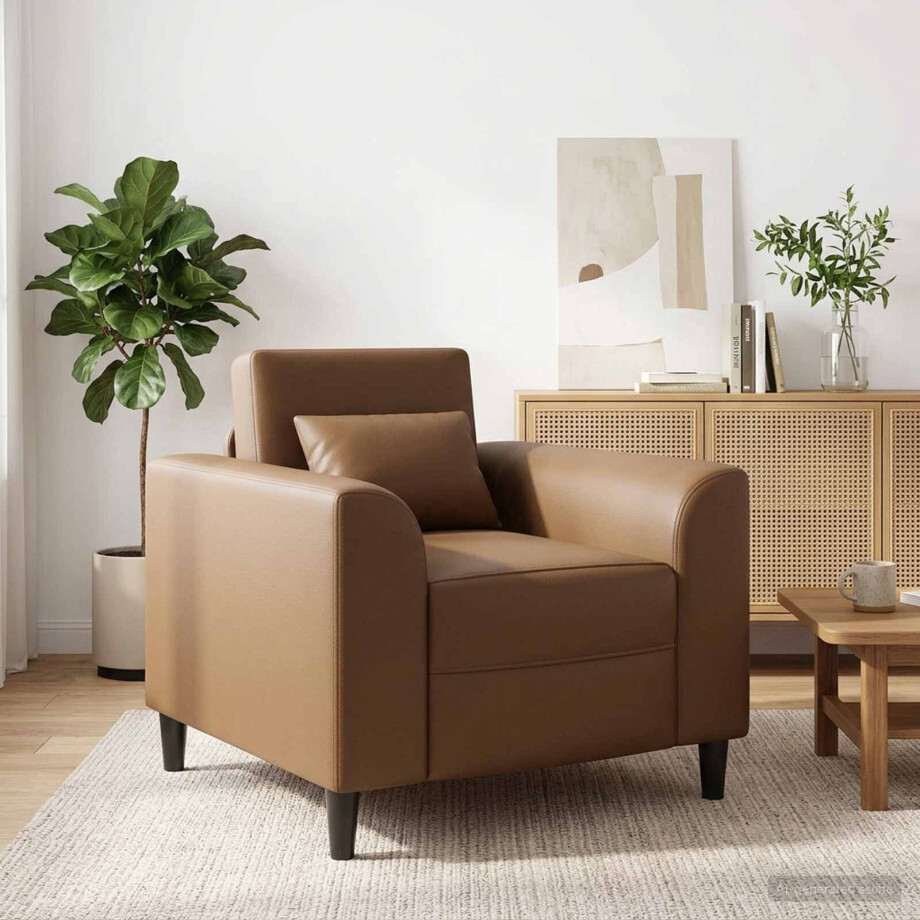 vidaXL Fauteuil Cappuccino Kunstleer vidaXL Fauteuil Cappuccino Kunstleer afbeelding 1