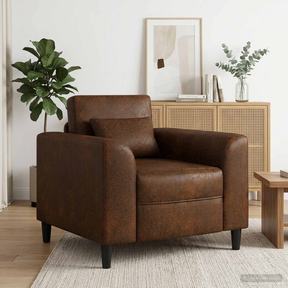 vidaXL Fauteuil Bruin Nep Suede Leer afbeelding 1