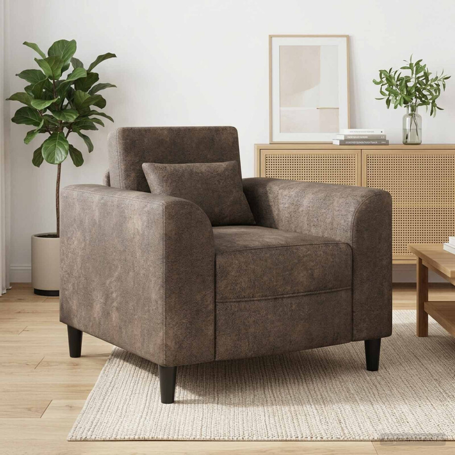 vidaXL Fauteuil Donkergrijs Nep Suede Leer afbeelding 1