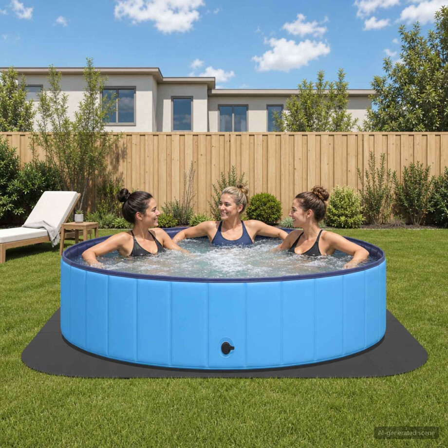 vidaXL Zwembad Grondmat 36 st Ø 350 cm Rond EVA Schuim Zwart afbeelding 1