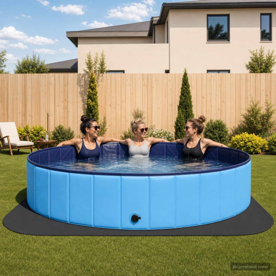 vidaXL Zwembad Grondmat 49 st Ø 408 cm Rond EVA Schuim Zwart afbeelding 1