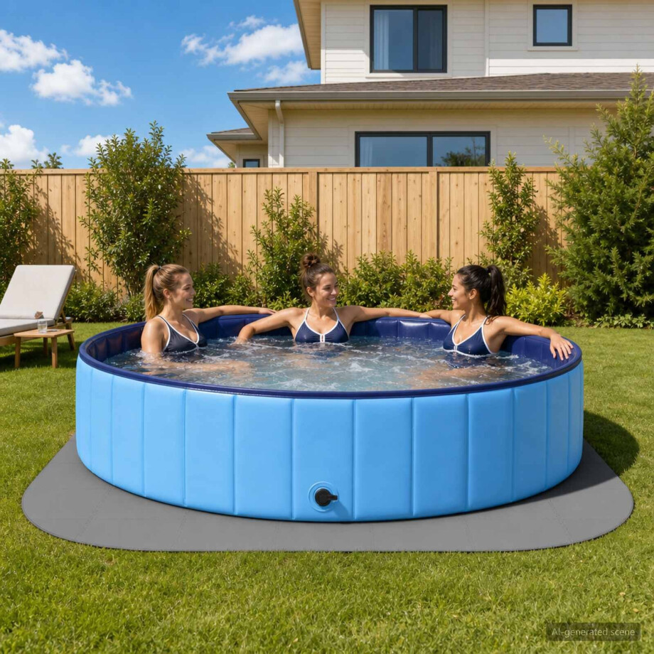 vidaXL Zwembad Grondmat 49 st Ø 408 cm Rond EVA Schuim Grijs afbeelding 1