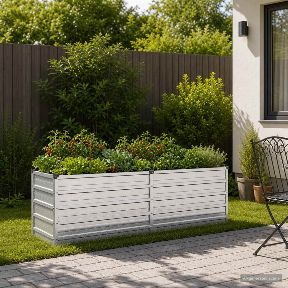 vidaXL Verhoogd Tuinbed Zilverkleurig 160 x 40 x 55 cm gegalvaniseerd vidaXL Verhoogd Tuinbed Zilverkleurig 160 x 40 x 55 cm gegalvaniseerd afbeelding 1