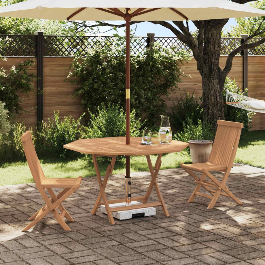 vidaXL Tuin Bistro Set 3 pcs Bruin Massief Teak Hout vidaXL Tuin Bistro Set 3 pcs Bruin Massief Teak Hout afbeelding 1