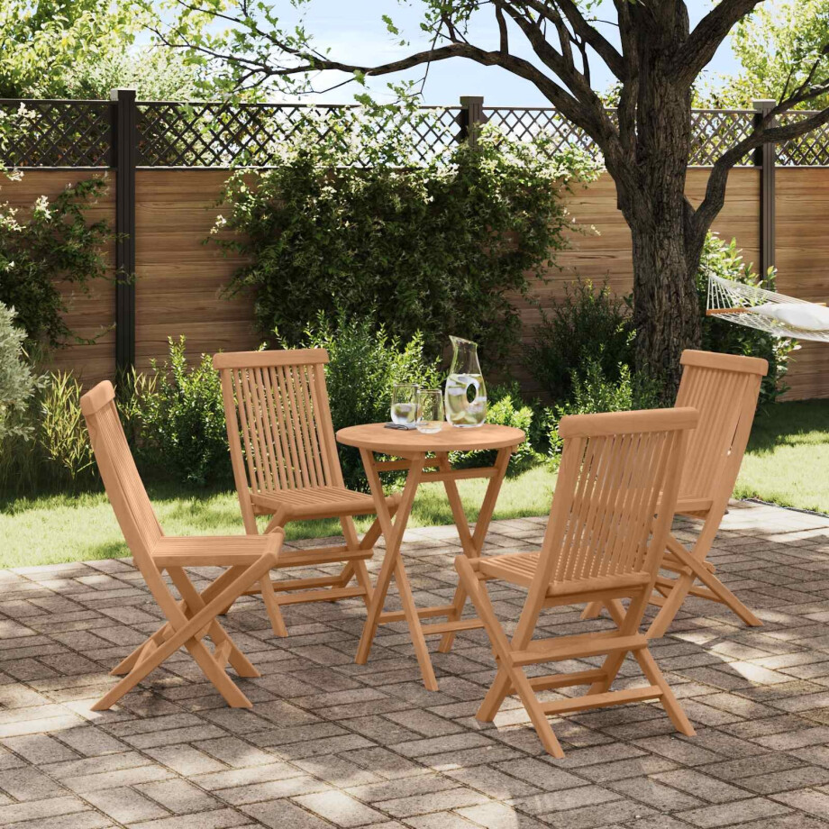 vidaXL Tuinset 5 st Bruin Massief Teak Hout vidaXL Tuinset 5 st Bruin Massief Teak Hout afbeelding 1