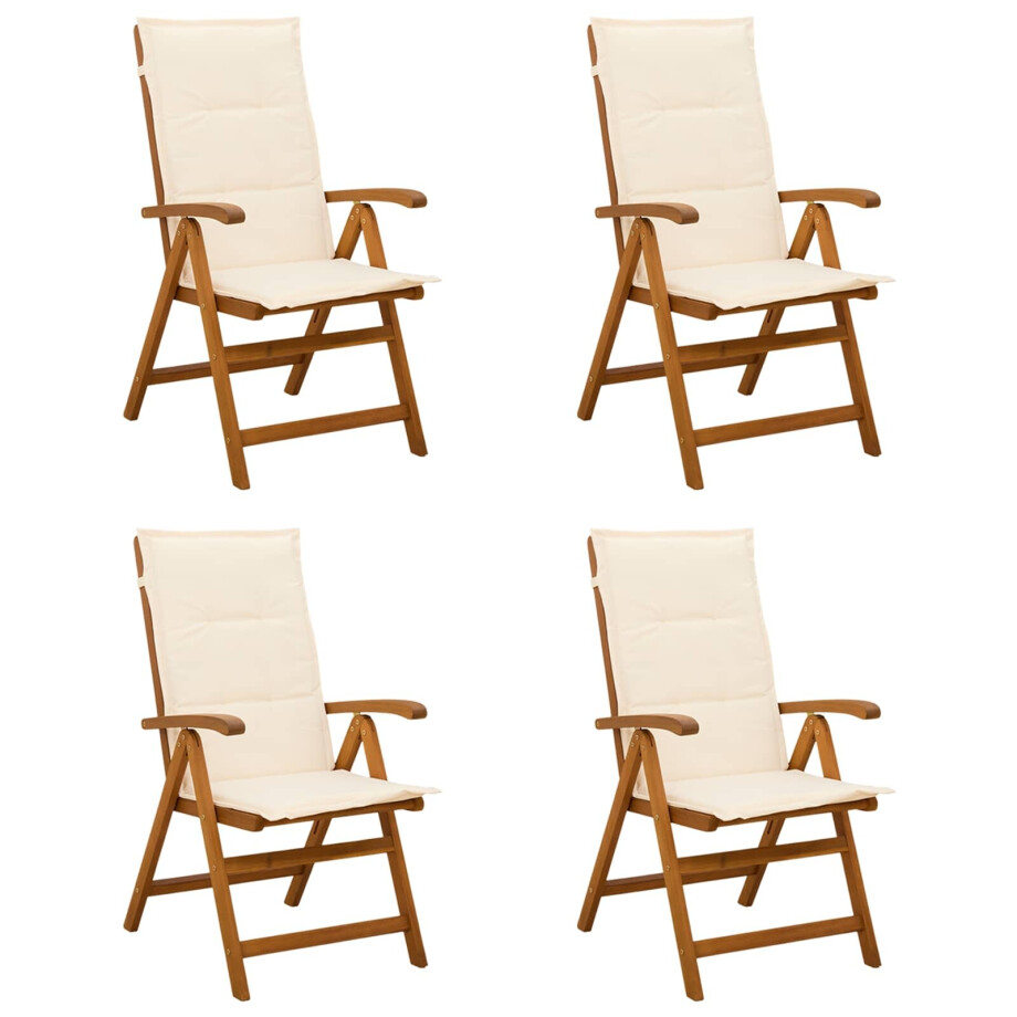vidaXL Recliner Tuinstoelen 4 st Naturel Massief Acaciahout afbeelding 1