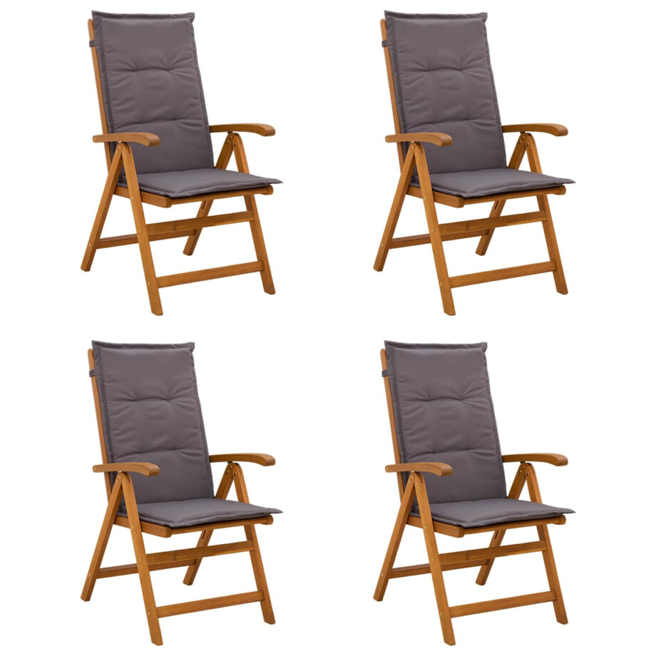 vidaXL Recliner Tuinstoelen 4 st Naturel Massief Acaciahout afbeelding 1