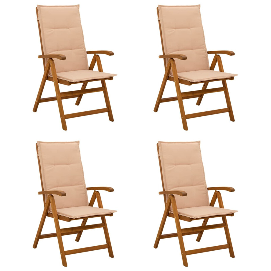 vidaXL Recliner Tuinstoelen 4 st Naturel Massief Acaciahout afbeelding 1