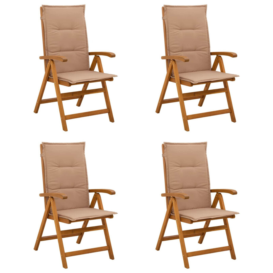 vidaXL Recliner Tuinstoelen 4 st Naturel Massief Acaciahout vidaXL Recliner Tuinstoelen 4 st Naturel Massief Acaciahout afbeelding 1