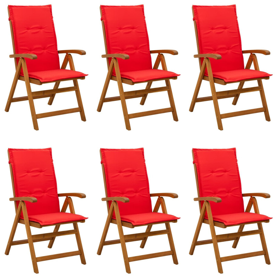 vidaXL Recliner Tuinstoelen 6 st Naturel Massief Acaciahout afbeelding 1