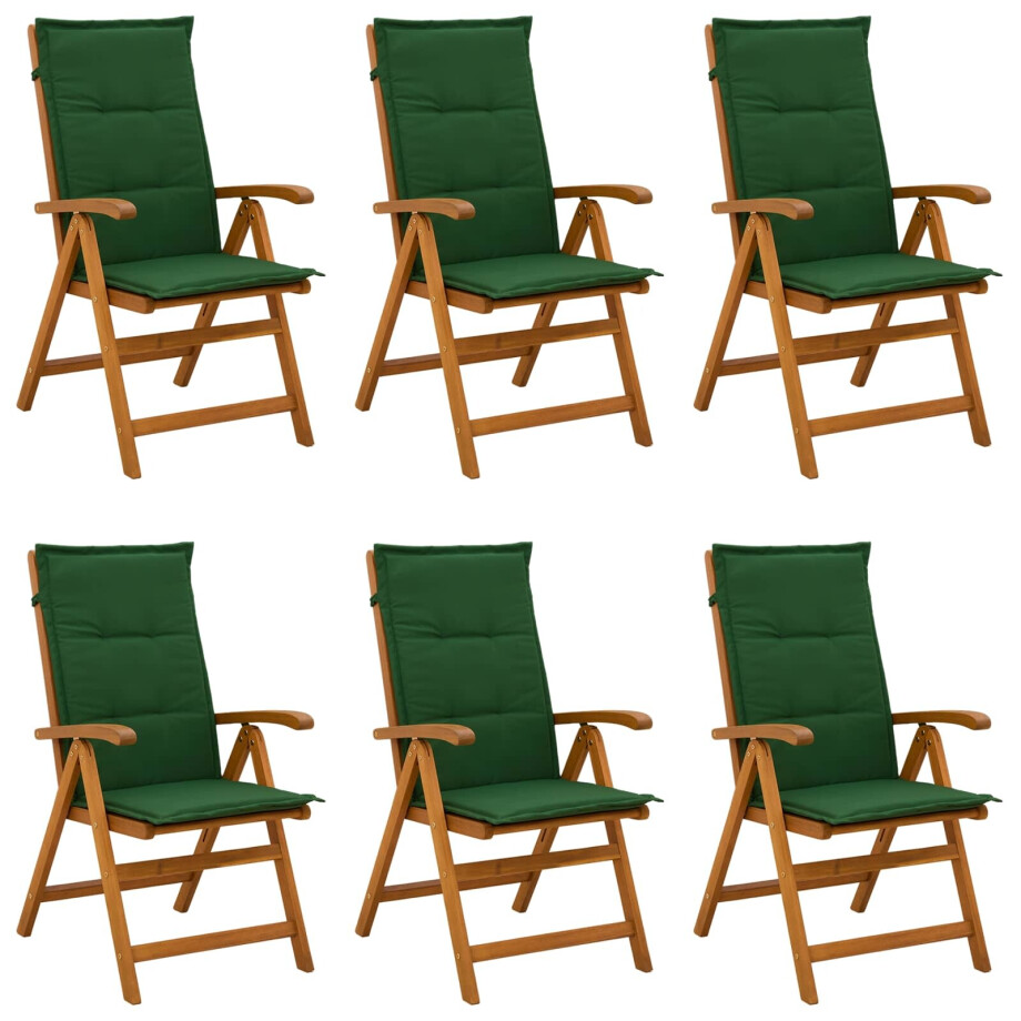 vidaXL Recliner Tuinstoelen 6 st Naturel Massief Acaciahout afbeelding 1