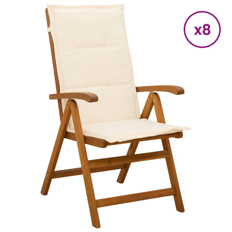 vidaXL Recliner Tuinstoelen 8 st Naturel Massief Acaciahout vidaXL Recliner Tuinstoelen 8 st Naturel Massief Acaciahout afbeelding 1