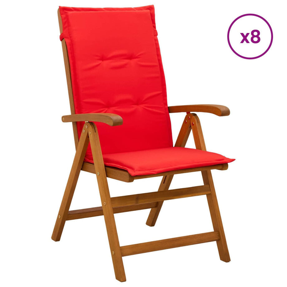 vidaXL Recliner Tuinstoelen 8 st Naturel Massief Acaciahout afbeelding 1