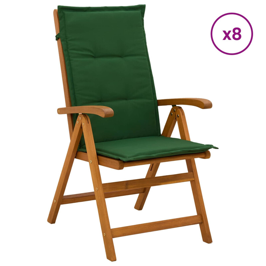 vidaXL Recliner Tuinstoelen 8 st Naturel Massief Acaciahout vidaXL Recliner Tuinstoelen 8 st Naturel Massief Acaciahout afbeelding 1