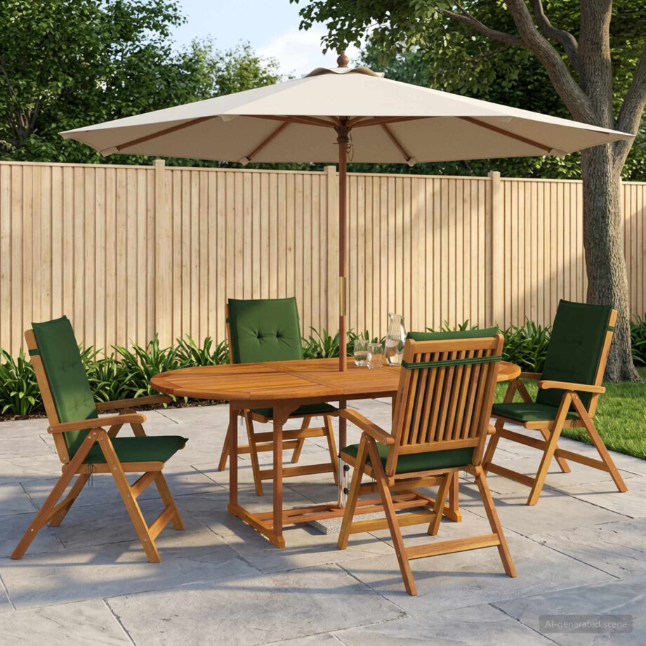vidaXL 5-delige tuin eetset Naturel Massief Acaciahout afbeelding 1