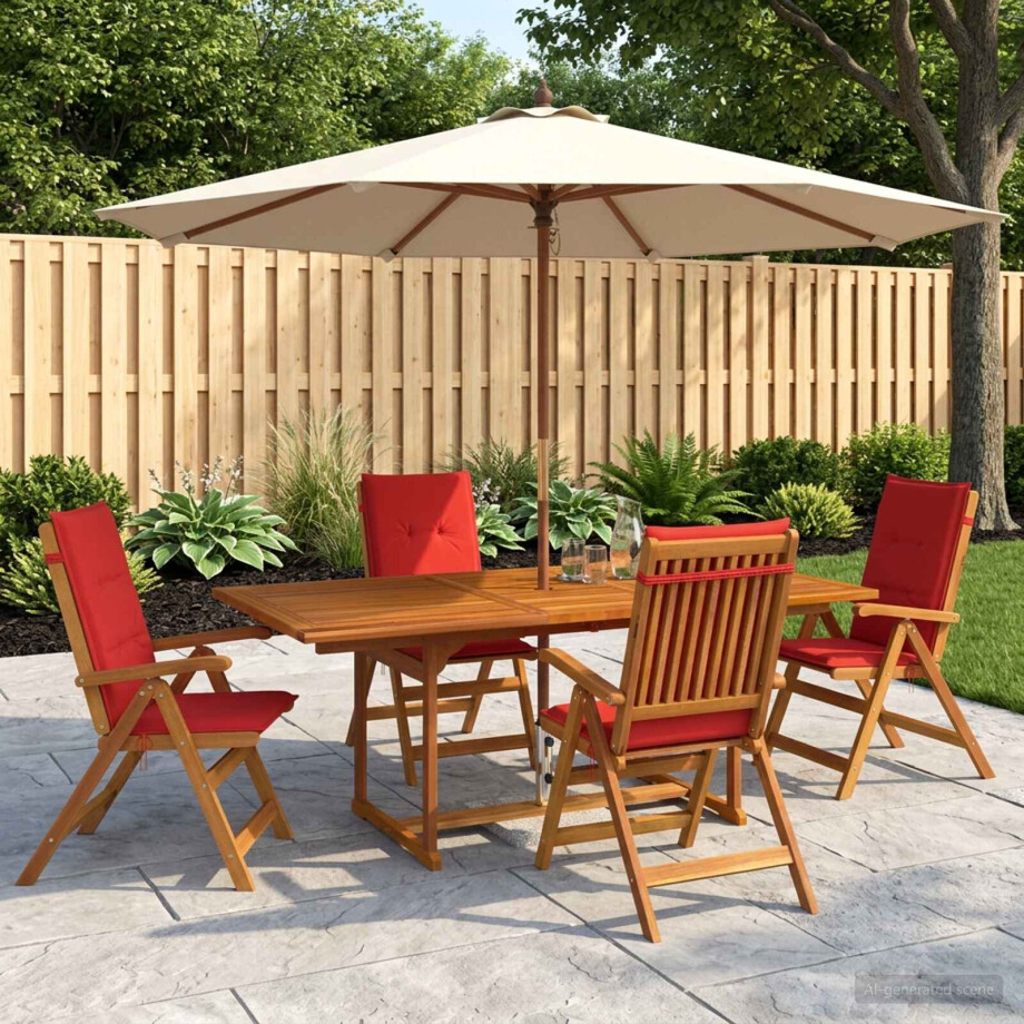 vidaXL 5-delige tuin eetset Naturel Massief Acaciahout afbeelding 1