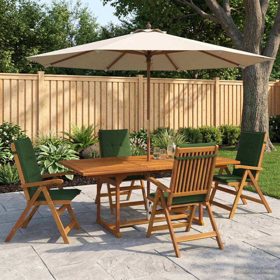 vidaXL 5-delige tuin eetset Naturel Massief Acaciahout afbeelding 1