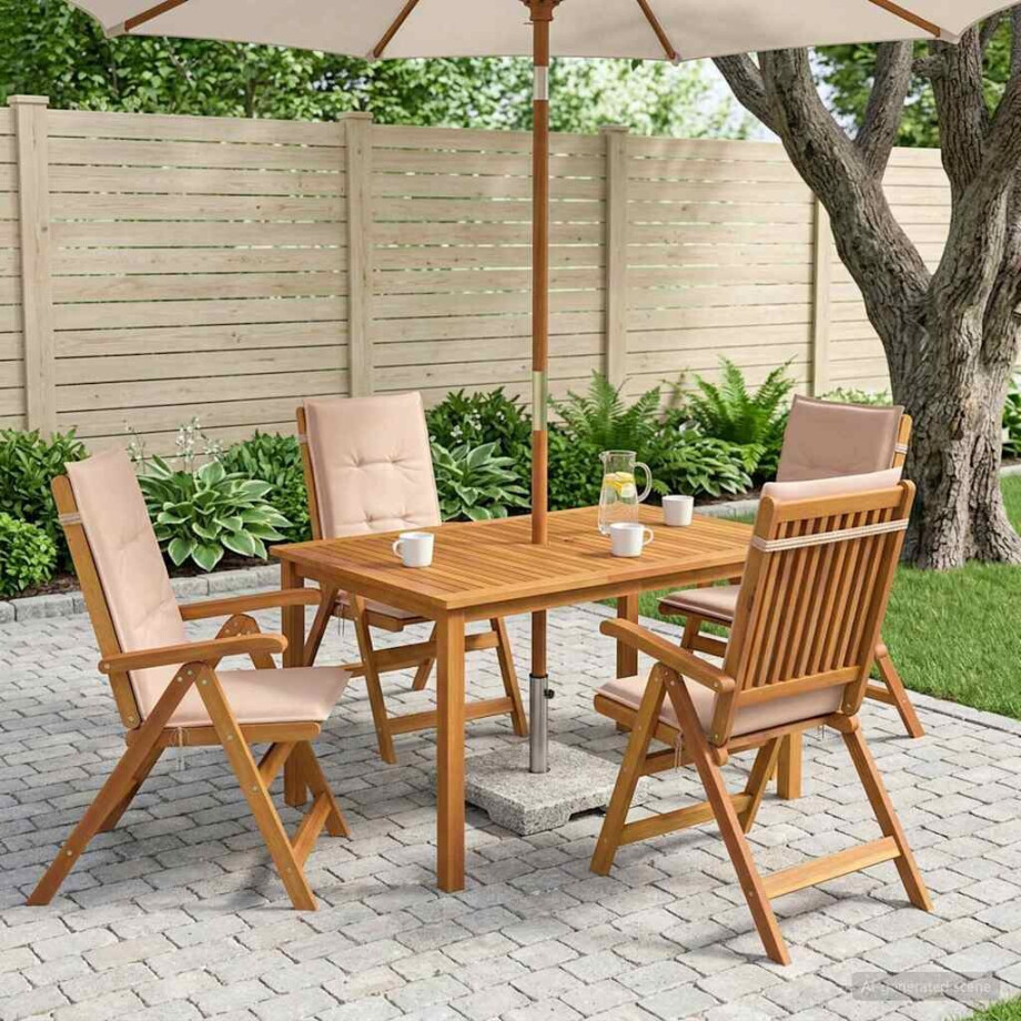 vidaXL 5-delige tuin eetset Naturel Massief Acaciahout afbeelding 1