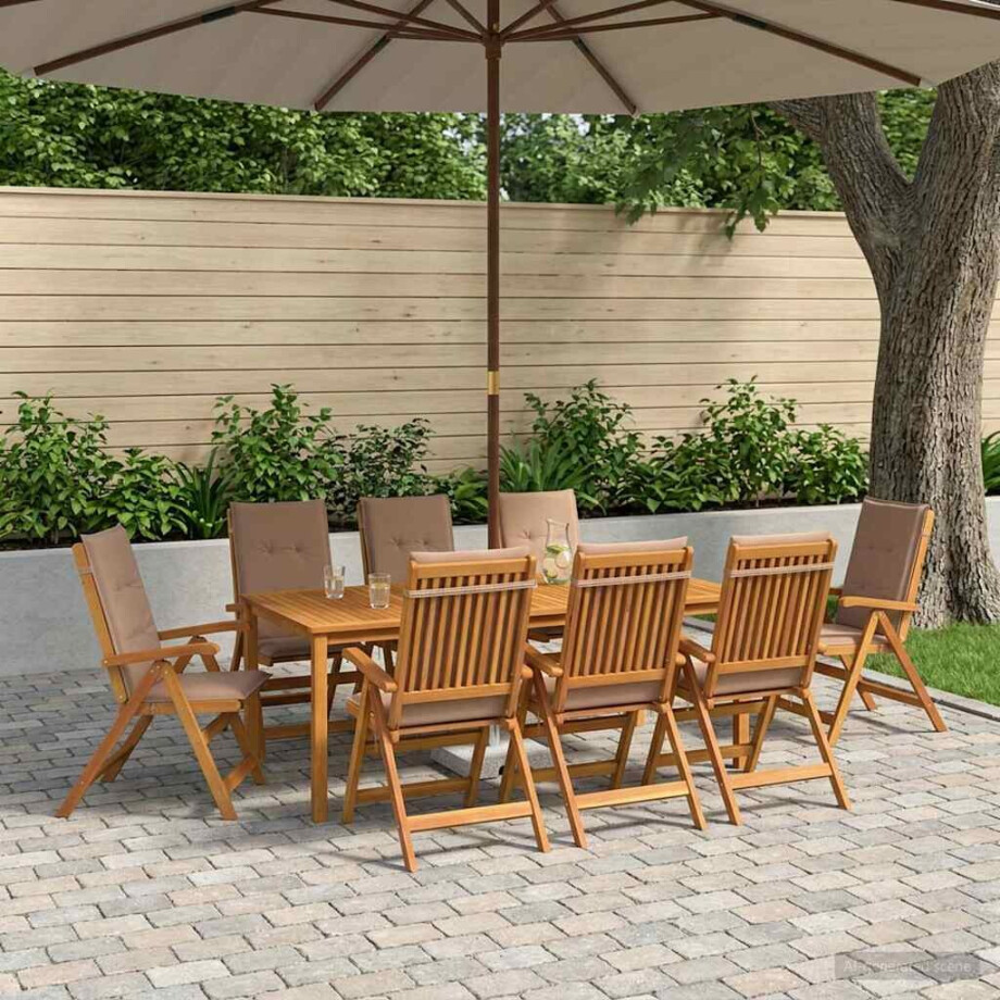 vidaXL 9-delige tuinset Naturel Massief Acaciahout vidaXL 9-delige tuinset Naturel Massief Acaciahout afbeelding 1