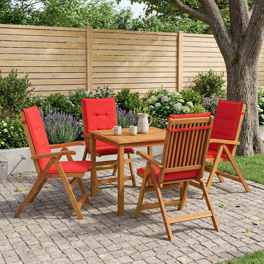 vidaXL 5-delige tuin eetset Naturel Massief Acaciahout afbeelding 1