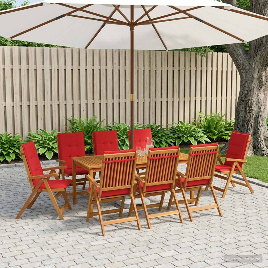 vidaXL 9-delige tuinset 9 st Naturel Massief Acaciahout afbeelding 1