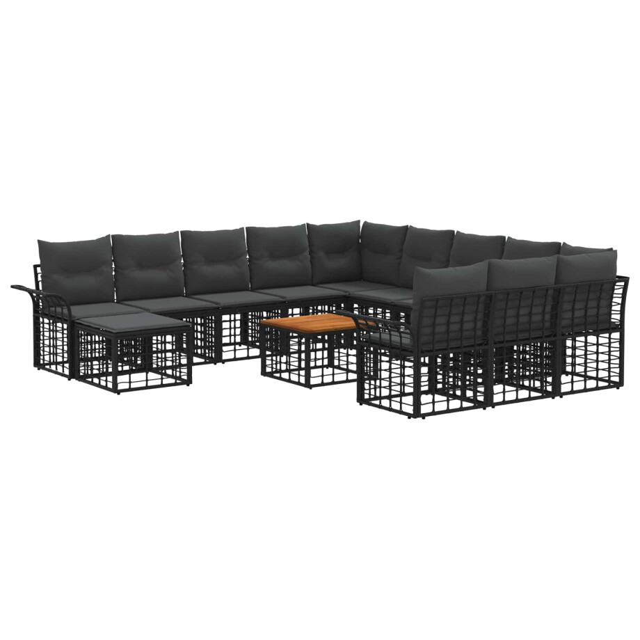 vidaXL Tuin loungeset 13-delig Zwart en Donkergrijs polyrattan afbeelding 1