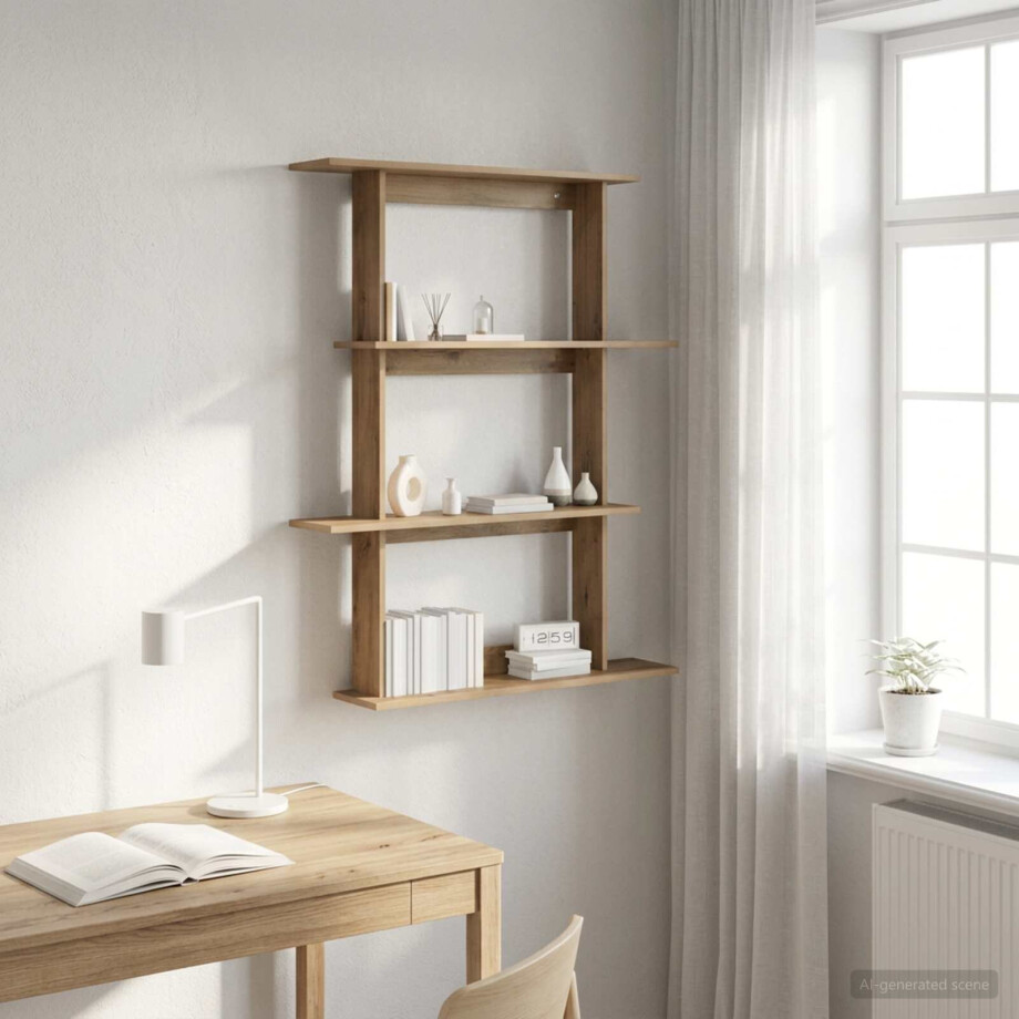 vidaXL Wandplank Artisanaal eiken 100 x 20 x 126 cm Bewerkt hout afbeelding 1