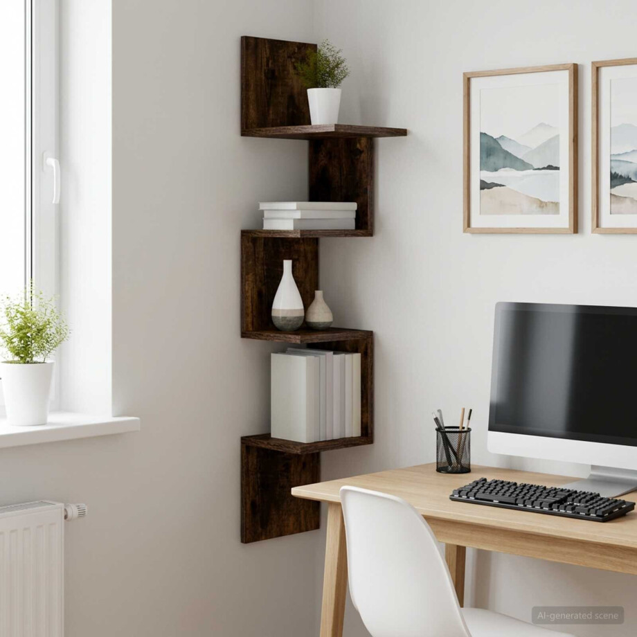 vidaXL Wandplank Muurmontage Gerookt eiken 32 x 21 x 107 cm vidaXL Wandplank Muurmontage Gerookt eiken 32 x 21 x 107 cm afbeelding 1