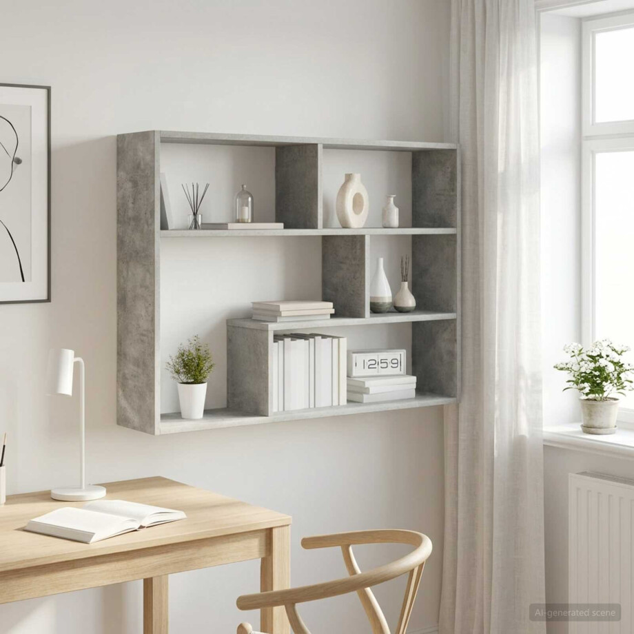vidaXL Wandplank Muurmontage Betongrijs 95 x 20 x 69,5 cm Bewerkt hout vidaXL Wandplank Muurmontage Betongrijs 95 x 20 x 69,5 cm Bewerkt hout afbeelding 1