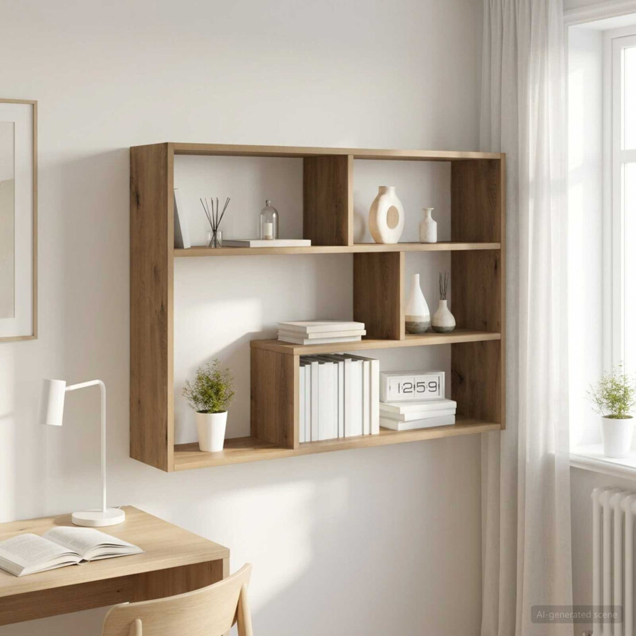 vidaXL Wandplank Muurmontage Artisanaal eiken 95 x 20 x 69,5 cm afbeelding 1