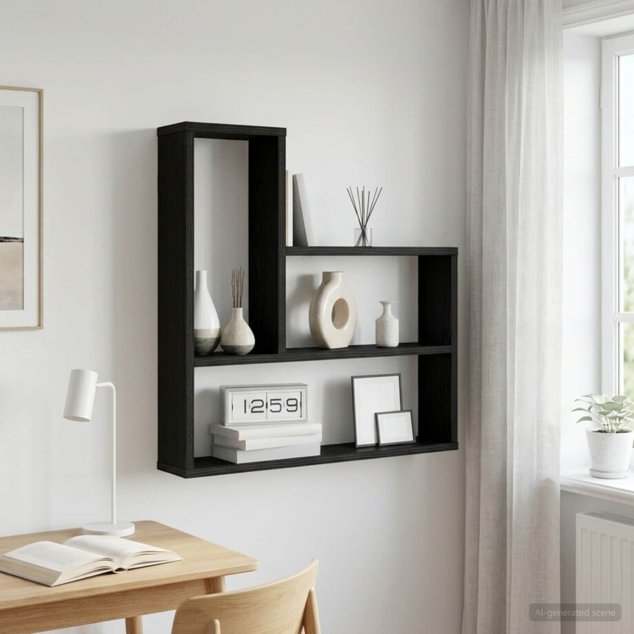 vidaXL Wandplank Zwart eiken 60 x 11 x 60 cm Bewerkt hout vidaXL Wandplank Zwart eiken 60 x 11 x 60 cm Bewerkt hout afbeelding 1
