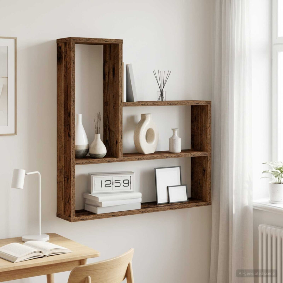 vidaXL Wandplank Oud hout 60 x 11 x 60 cm Bewerkt hout afbeelding 1