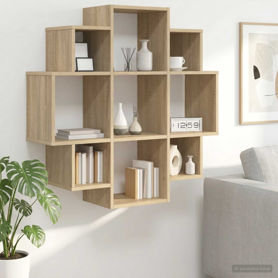 vidaXL Wandplank Sonoma Eiken 90 x 25 x 90 cm Bewerkt hout vidaXL Wandplank Sonoma Eiken 90 x 25 x 90 cm Bewerkt hout afbeelding 1