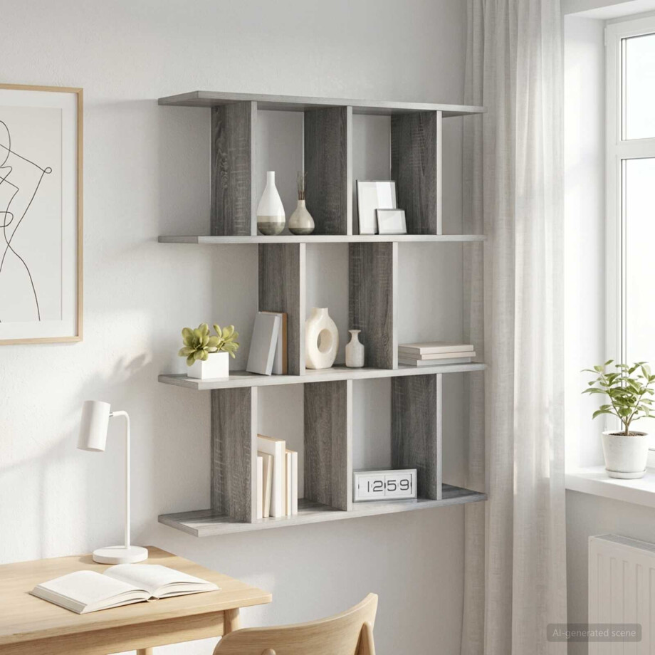 vidaXL Wandplank Grijs Sonoma 102 x 20 x 96 cm Bewerkt hout afbeelding 1