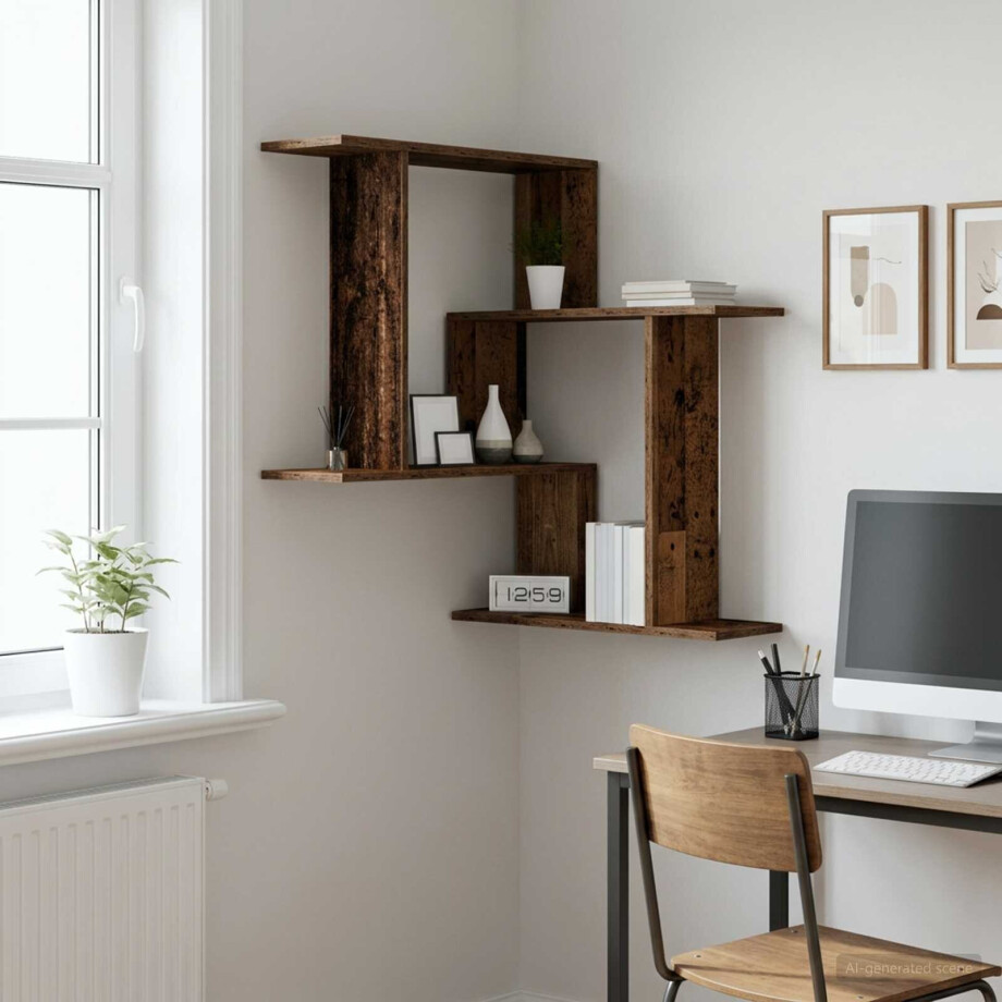 vidaXL Wandplank Oud hout 67 x 67 x 87 cm Bewerkt hout afbeelding 1