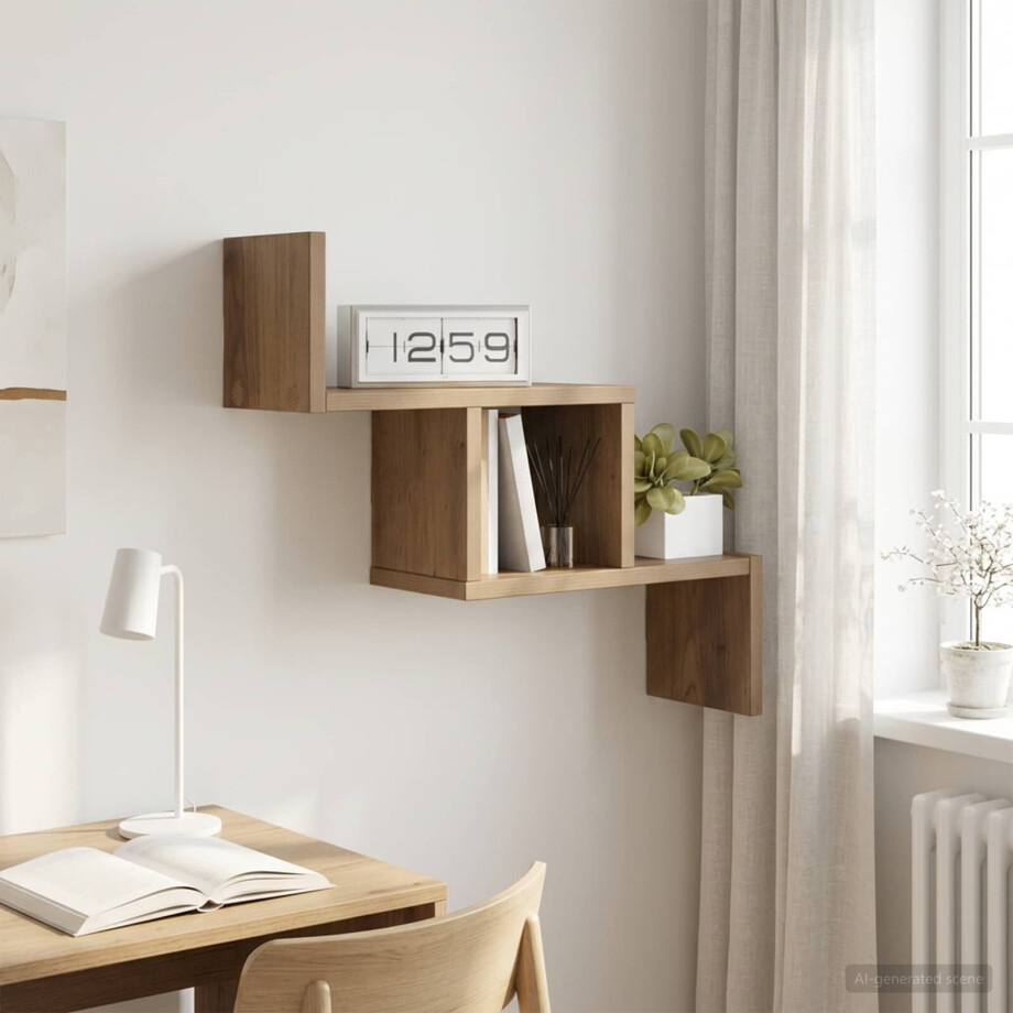 vidaXL Wandplank Artisanaal eiken 48 x 15 x 42 cm Bewerkt hout afbeelding 1